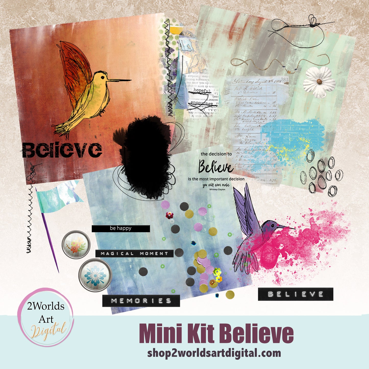Digital Scrapbooking Mini Kit : Believe