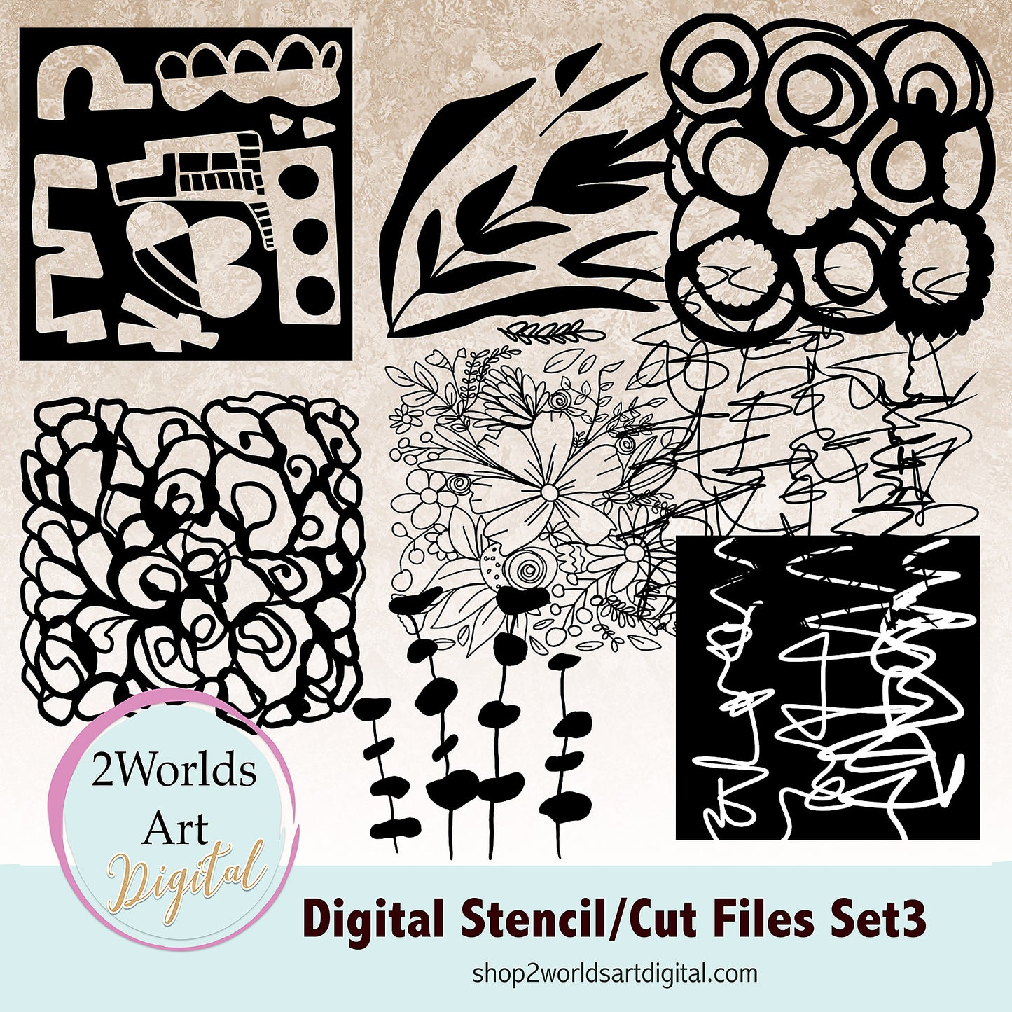 Digital Stencils /Cut Files set 3