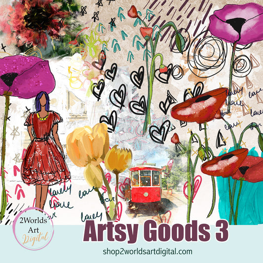 Artsy Goods 3  Digital Scrapbooking Mixed Media Elements