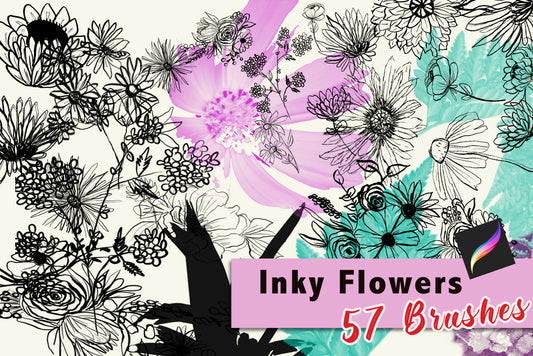 Inky Flowers Procreate Brush Set