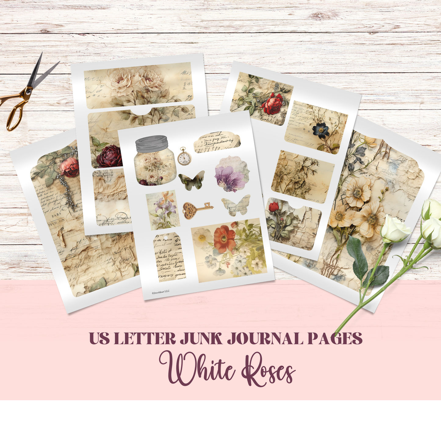 White Rose Kit Junk Journal Printable