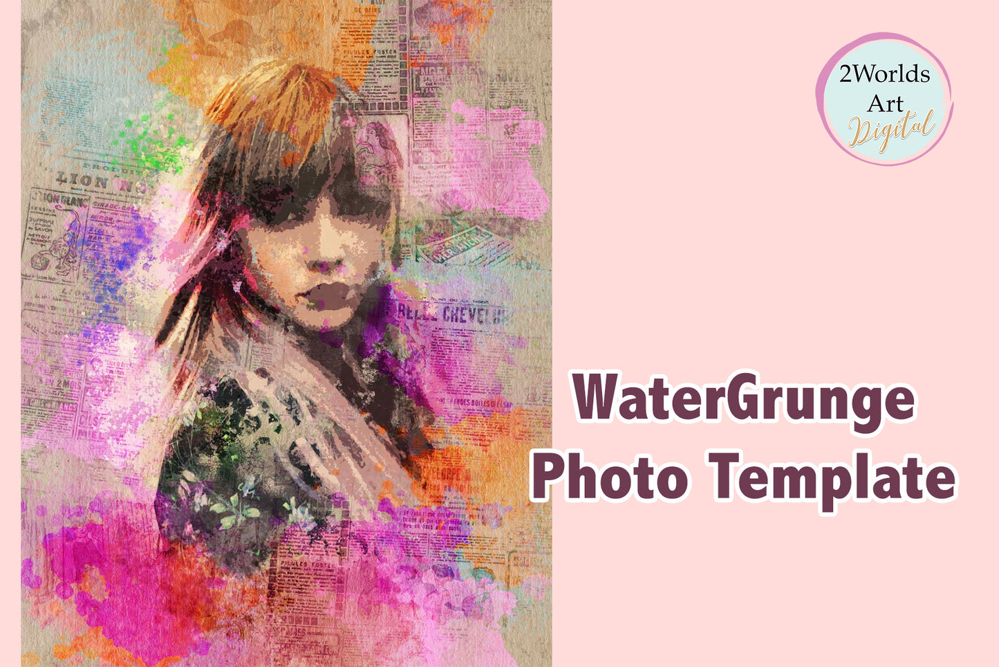 WaterGrunge Watercolor Photo Effect Template