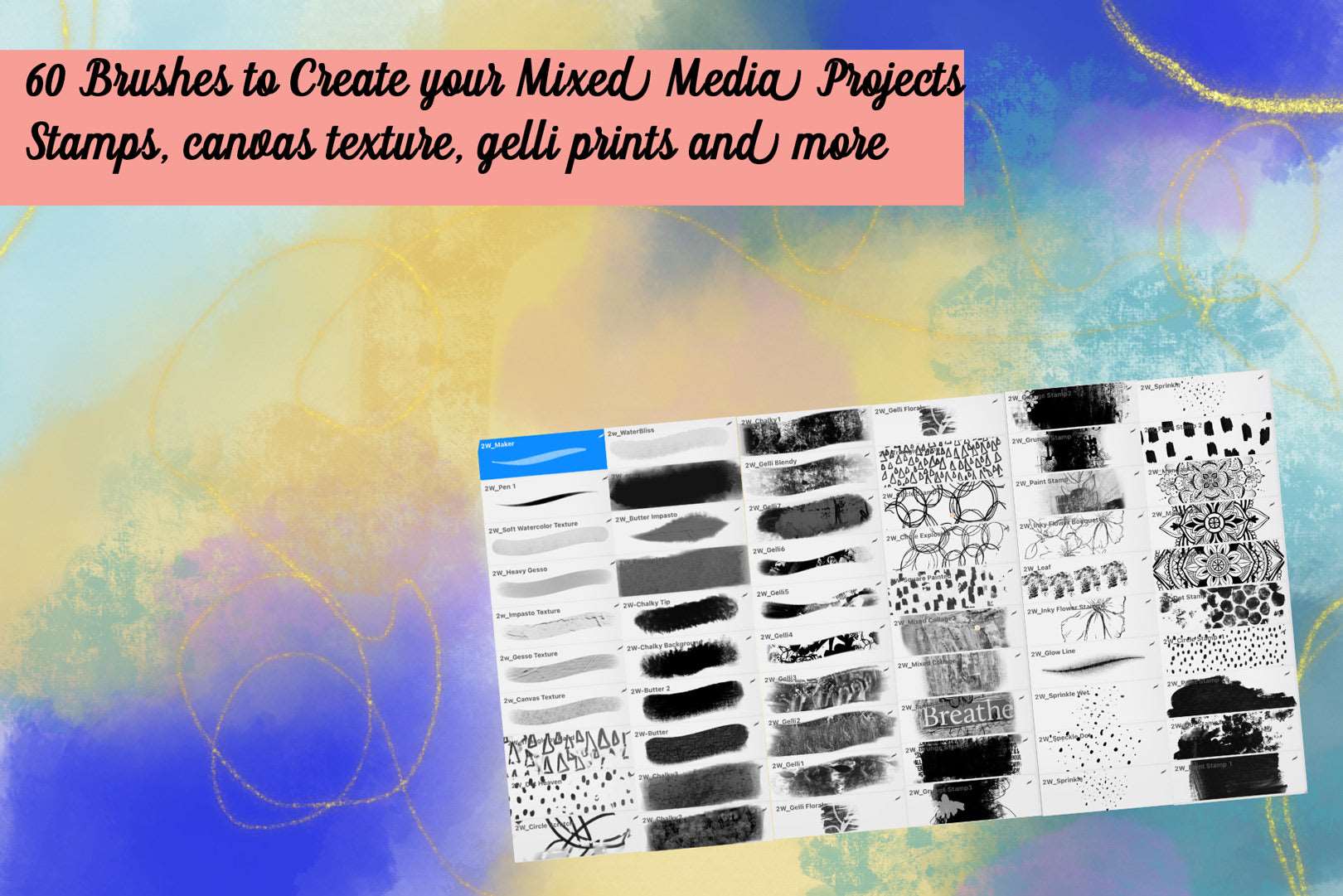 Mixed Media Digital Art Journal Procreate Brushes  Set 1